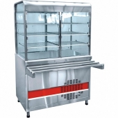 Прилавок-витрина холодильный АСТА ПВВ(Н)-70КМ-С-НШ, 1120x705(1030)x1721 мм, вся нерж. плоский стол