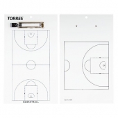 Тактическая доска для баскетбола "TORRES", маркерная, с зажимом, белая