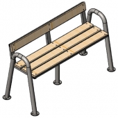 Скамейка для инвалидов из нержавеющей стал и лиственницы для установки в пол, 1000 мм