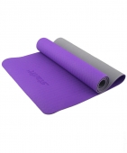Коврик для йоги FM-201, TPE, 173x61x0,5 см, фиолетовый/серый