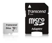   Micro SecureDigital 64Gb Transcend Class 10 TS64GUSD300S-A {MicroSDXC Class 10 UHS-I, SD adapter}