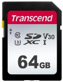   SecureDigital 64Gb Transcend TS64GSDC300S {SDXC Class 10, UHS-I U3}
