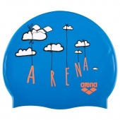 Шапочка для плавания "ARENA Print Jr", детская, сине-оранжевая, силикон