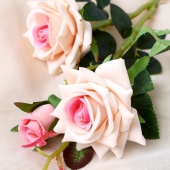 Цветы искусственные "Розы с шипами" 8х40 см персиковый
