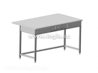 Стол приборный с выдвижным столиком, 2 ящиками и электрикой 1500х850х850, серый ламинат
