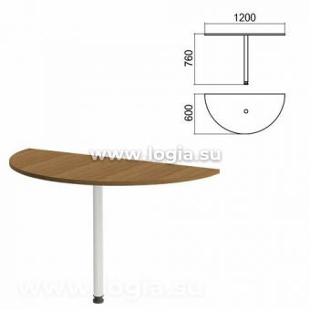 Стол приставной полукруг "Арго", 1200х600х760 мм, орех/опора хром (КОМПЛЕКТ)