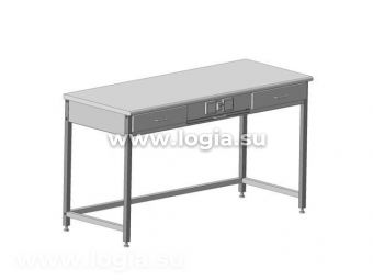 Стол приборный с выдвижным столиком, 2 ящиками и электрикой 1515х610х850, монолитный пластик (LABGRA