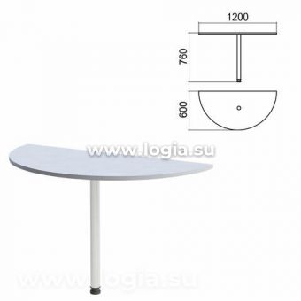 Стол приставной полукруг "Арго", 1200х600х760 мм, серый/опора хром (КОМПЛЕКТ)