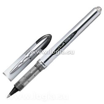 Ручка-роллер UNI-BALL (Япония) "Vision Elite", ЧЕРНАЯ, корпус серый, узел 0,8 мм, линия письма 0,6 м