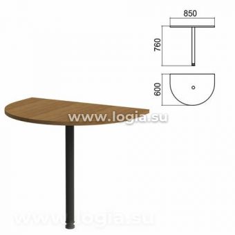 Стол приставной полукруг "Арго", 850х600х760 мм, орех/опора черная (КОМПЛЕКТ)