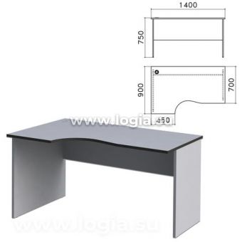 Стол письменный эргономичный "Монолит", 1400х900х750 мм, левый, цвет серый, СМ5.11