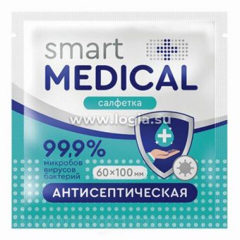 Антисептическая салфетка в индивидуальной упаковке SMART MEDICAL 60х100 мм 72031