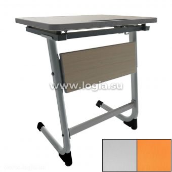 Стол ученический Оптима 1-местный регулируемый по высоте и углу наклона столешницы, Р/Г 3-5, пенал, литая кромка, круглые углы, серый/оранжевый