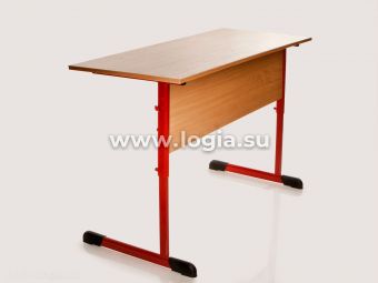Стол ученический двухместный регулируемый по высоте на плоскоовальной трубе (закругленные углы+столе