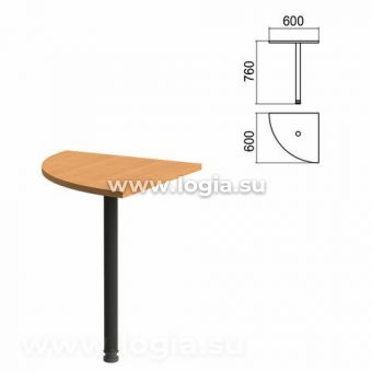 Стол приставной угловой "Арго", 600х600х760 мм, груша арозо/опора черная (КОМПЛЕКТ)