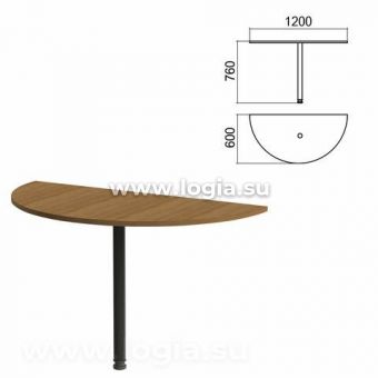 Стол приставной полукруг "Арго", 1200х600х760 мм, орех/опора черная (КОМПЛЕКТ)