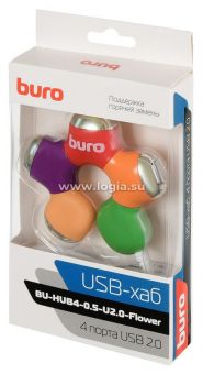  USB 2.0 Buro BU-HUB4-0.5-U2.0-Flower 4. 