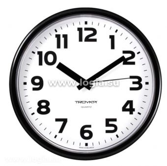 Часы настенные TROYKA круг, белые, черная рамка, 23х23х4 см